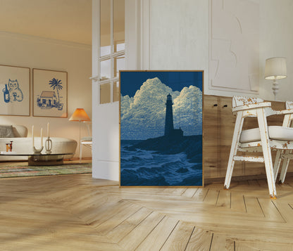 Lighthouse in the Clouds Poster