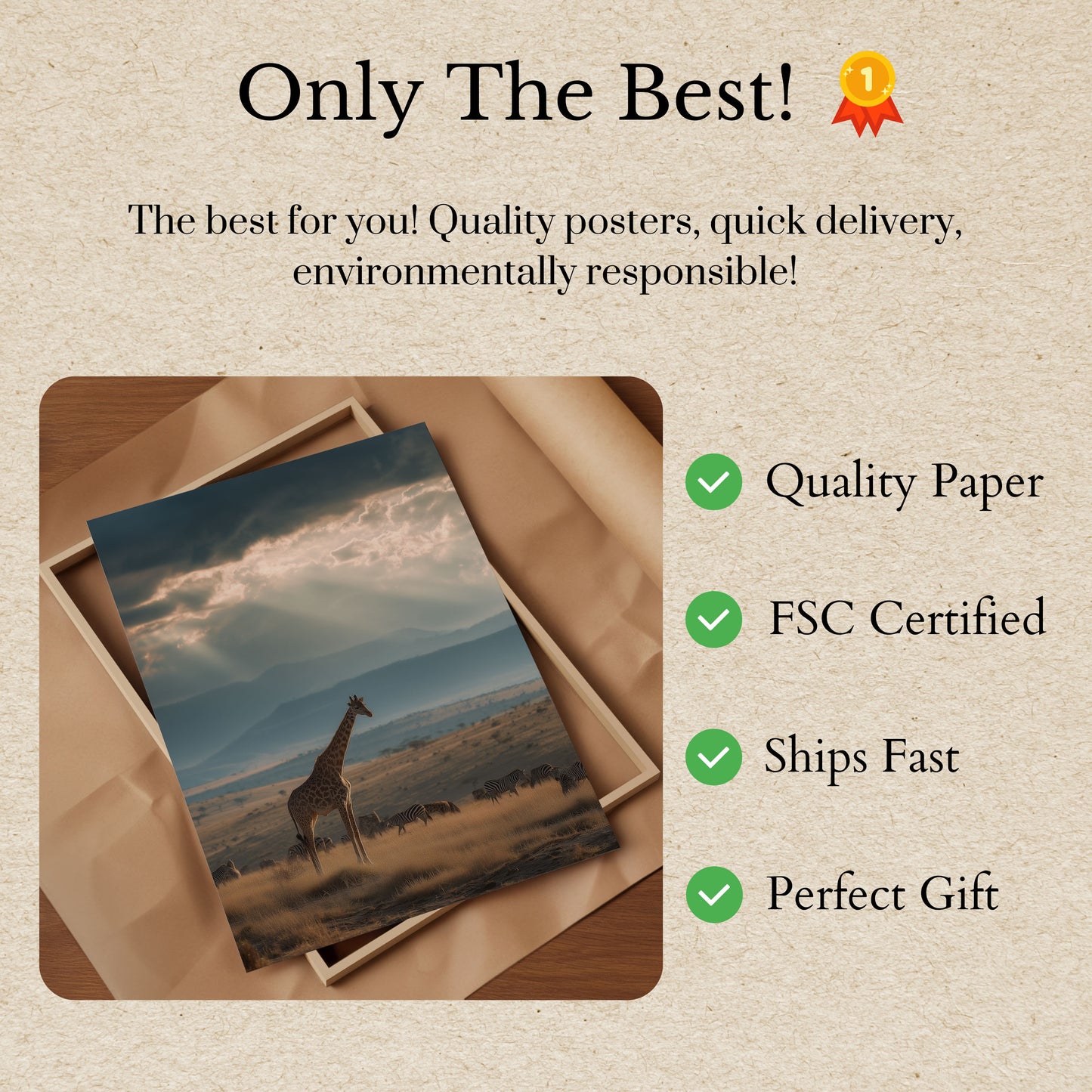 Póster de la majestuosa jirafa de la sabana