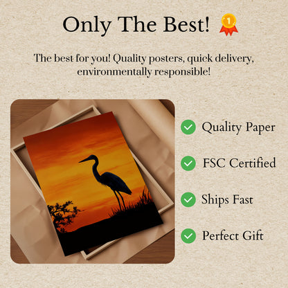 Great Blue Heron Sunset Poster