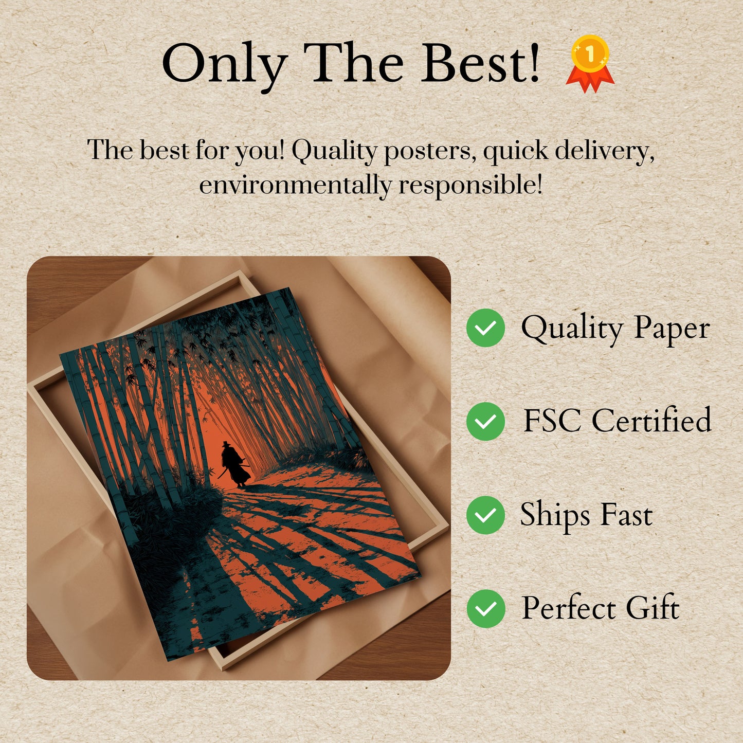 Samurai in Bamboo Forest Poster