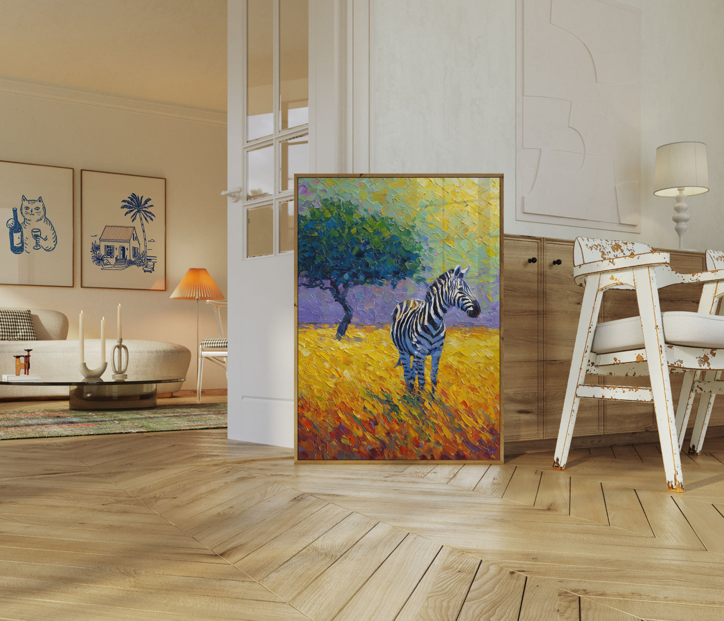 Póster Sueños de safari con cebra vibrante