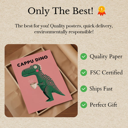 Cappu Dino Kaffee Dinosaurier Poster
