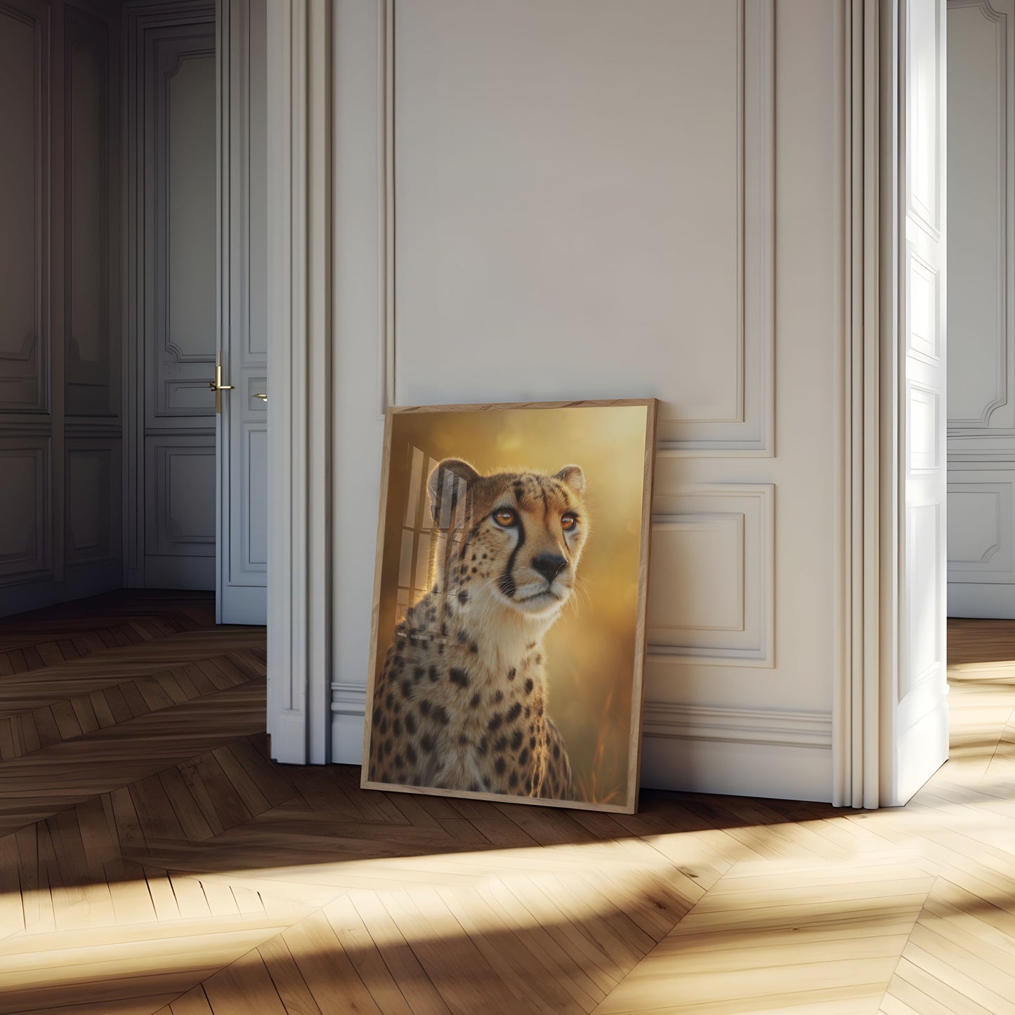 Póster de la majestuosidad del guepardo en la hora dorada