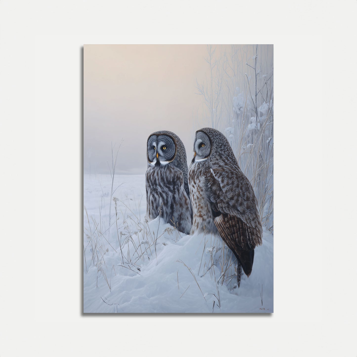 Affiche Chouettes Lapones dans la Neige