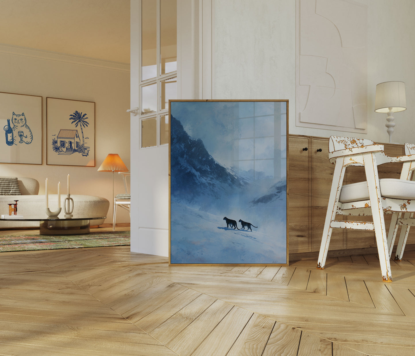 Ulver i snøklette fjell plakat