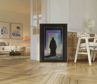 Mystical Figure in Geometric Light Poster