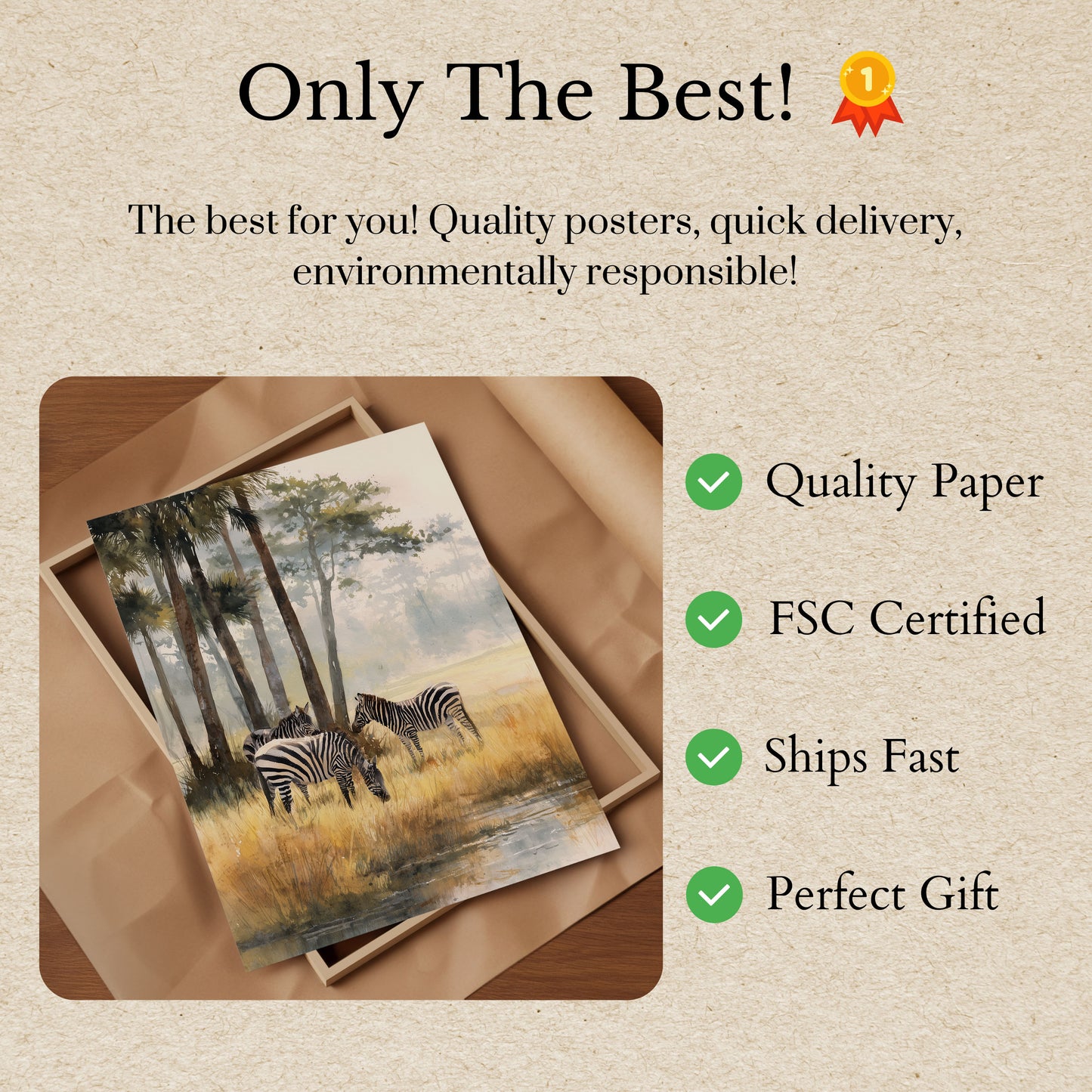 Póster de cebra de la sabana brumosa