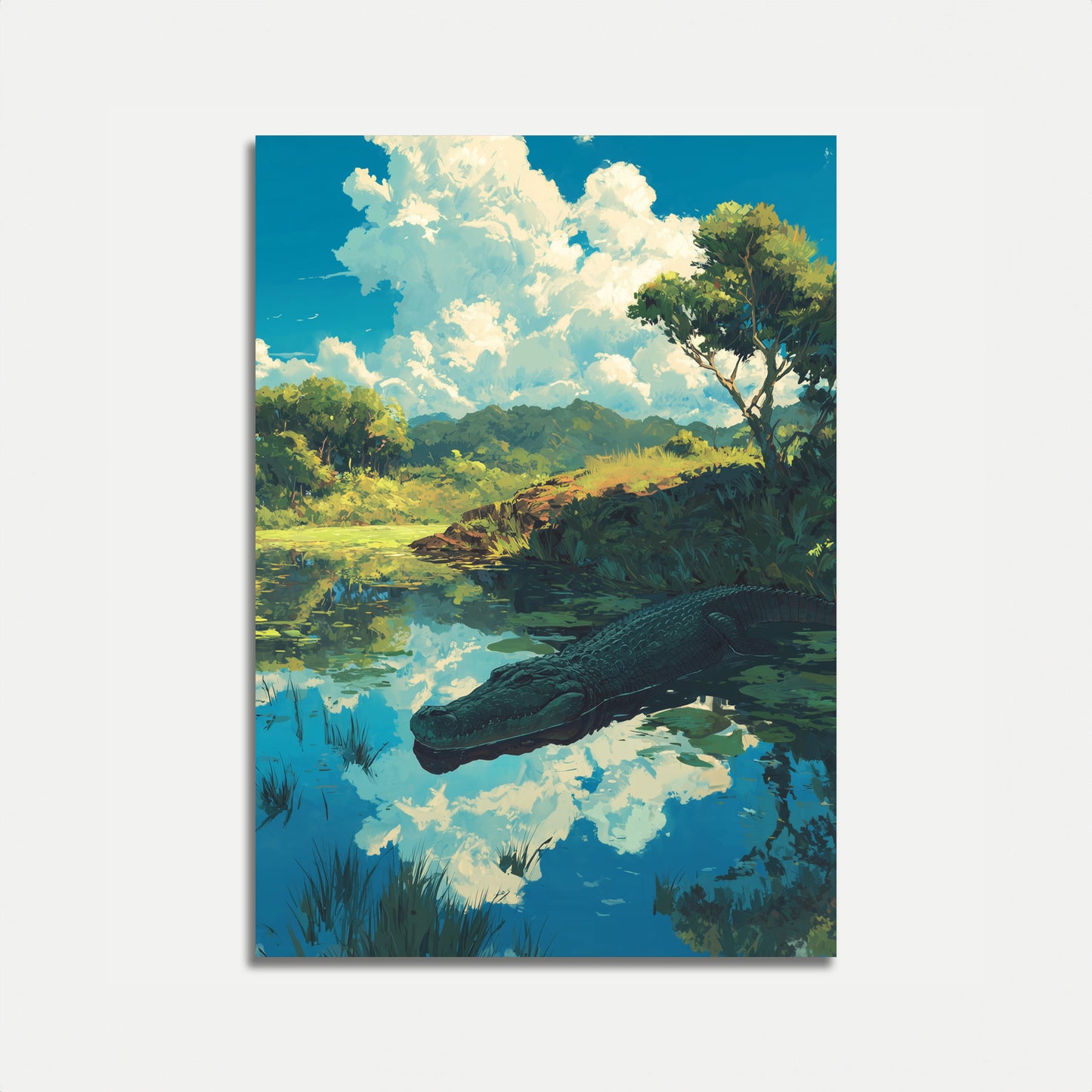 Póster de paisaje sereno del río Cocodrilo