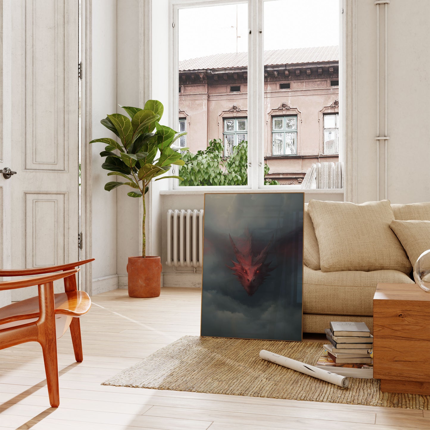 Crimson Dragon Storm Poster