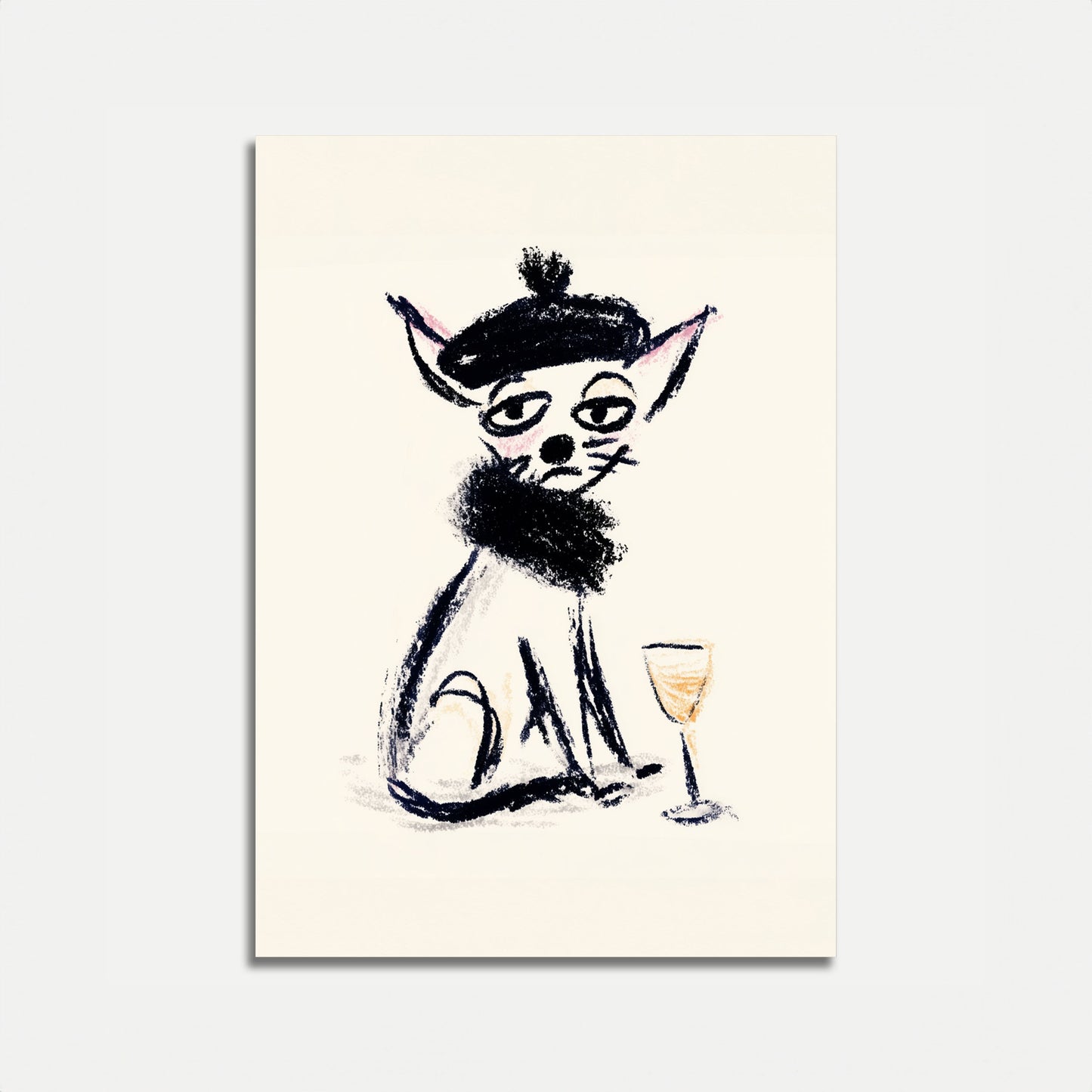 Cartaz de Gato Sofisticado com Vinho