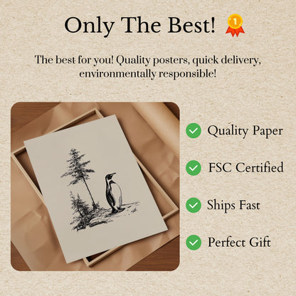 Poster di Pinguino e Foresta di Pini