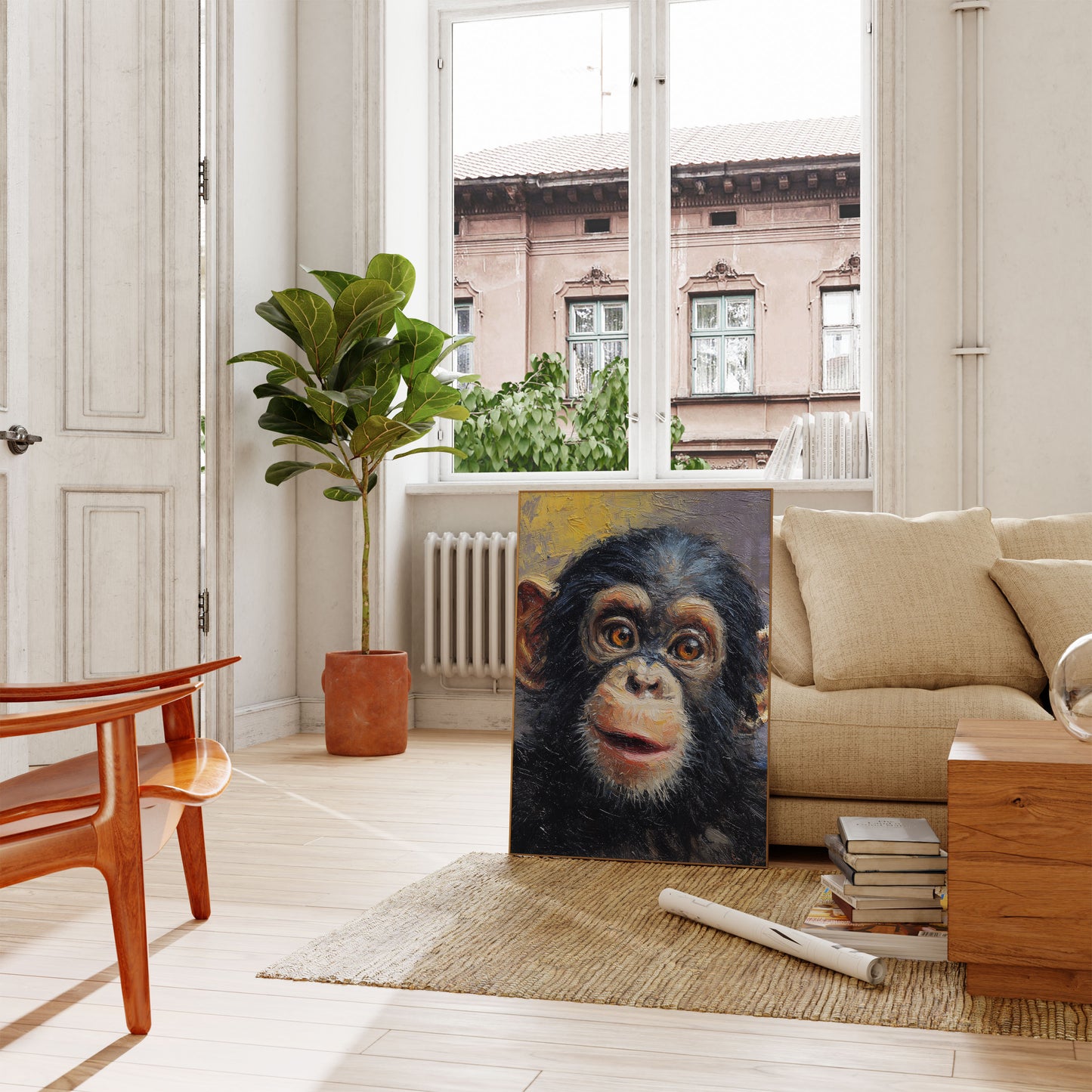 Affiche Portrait de Chimpanzé Expressif