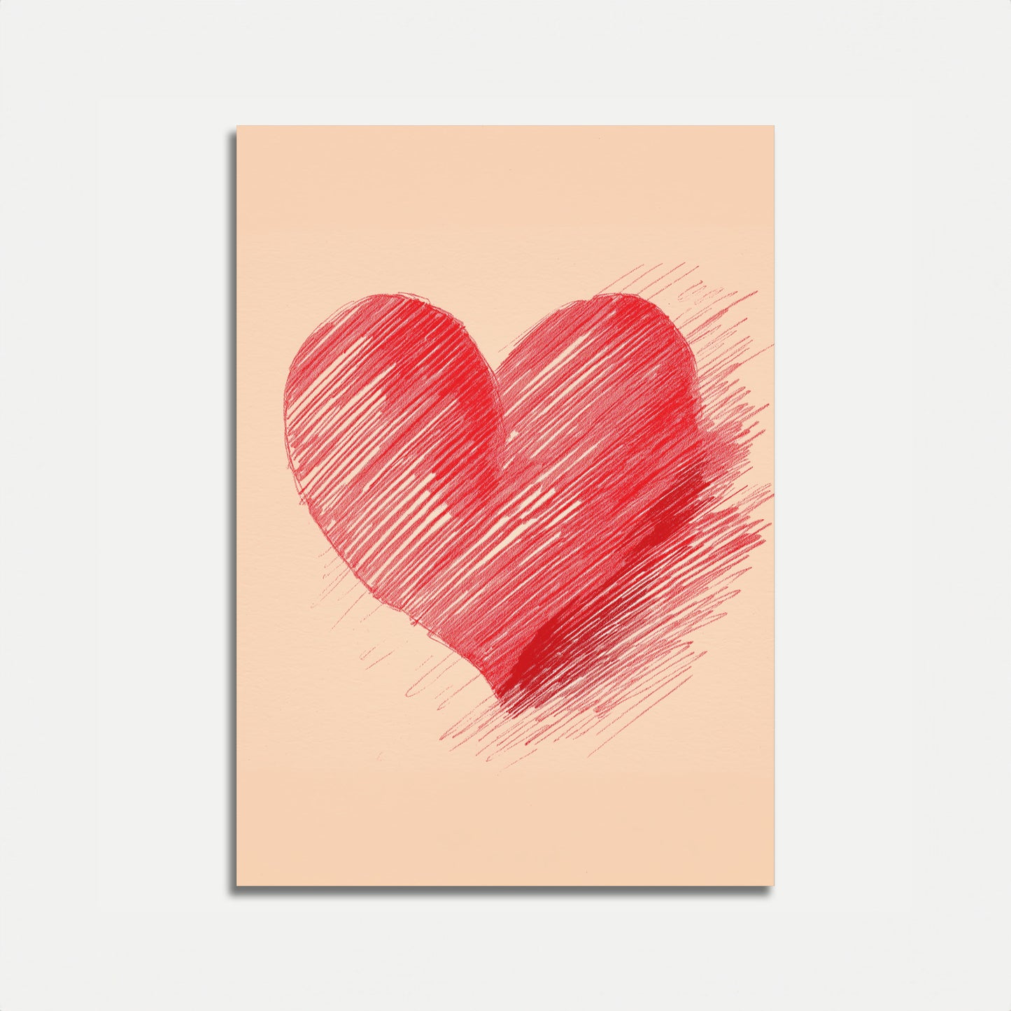 Póster de Emoción con Corazón Rojo Dibujado
