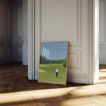 Affiche verte du golfeur solitaire
