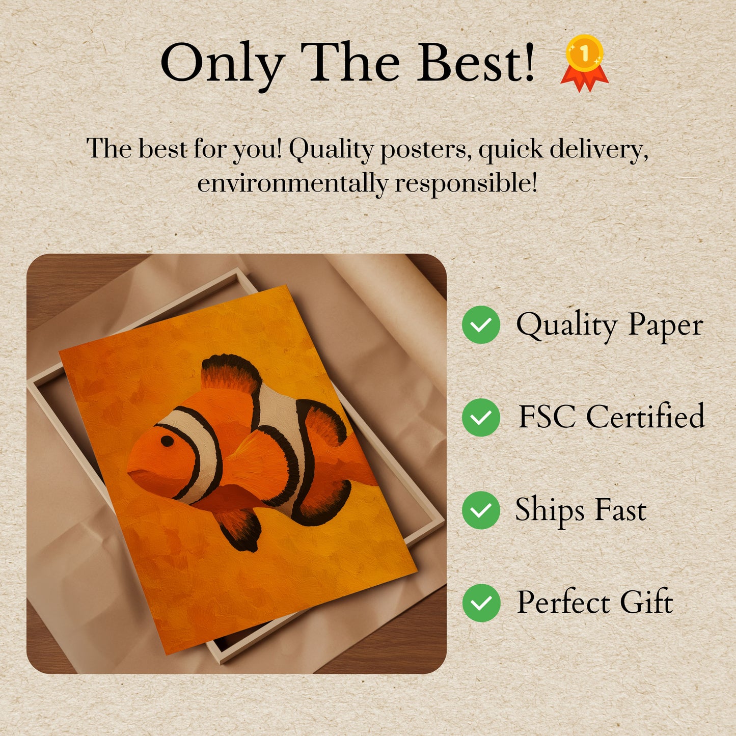 Clownfish Ocean Splash Poster
