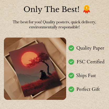 Samurai Krieger Solnedgang Plakat