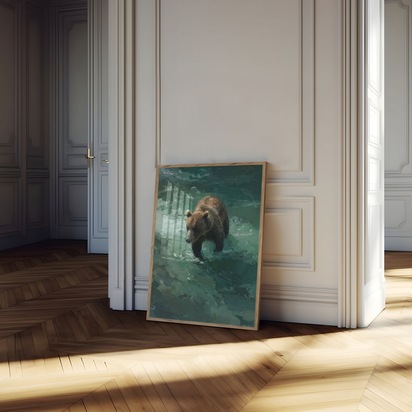 Póster de Oso Pardo Nadando en el Agua