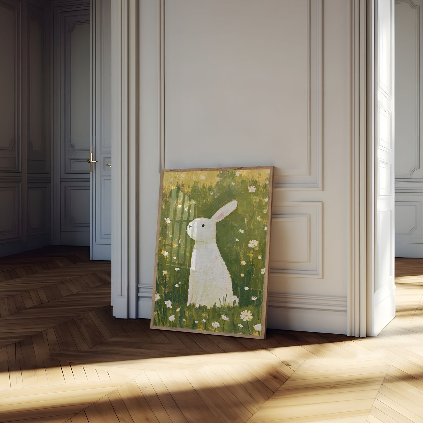White Rabbit in Daisy Field Poster