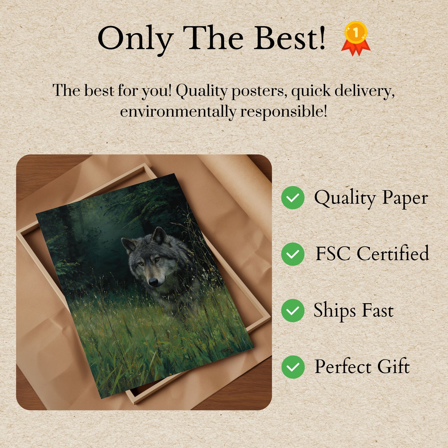 Wild Forest Guardian Wolf Poster