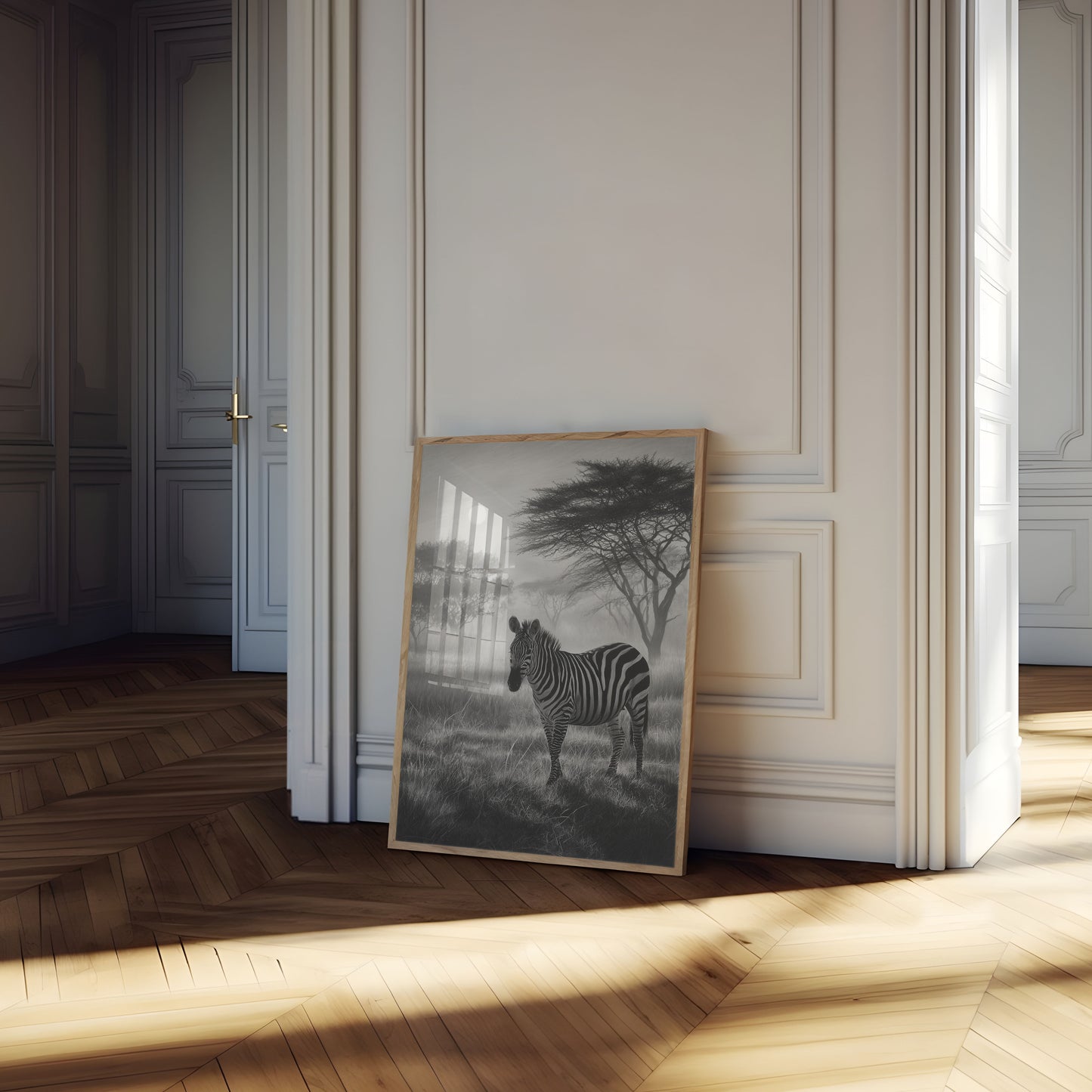 Misty African Zebra Wilderness Poster