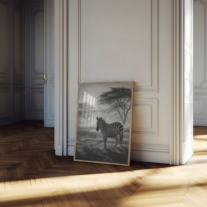 Misty African Zebra Wilderness Poster