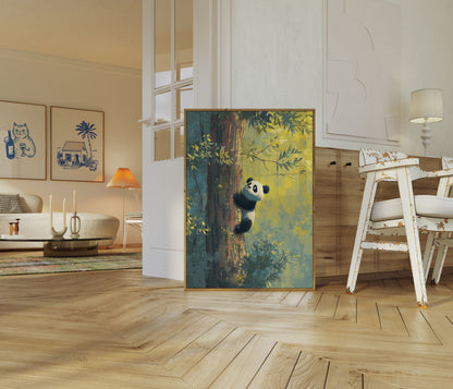 Póster del bosque del panda trepador