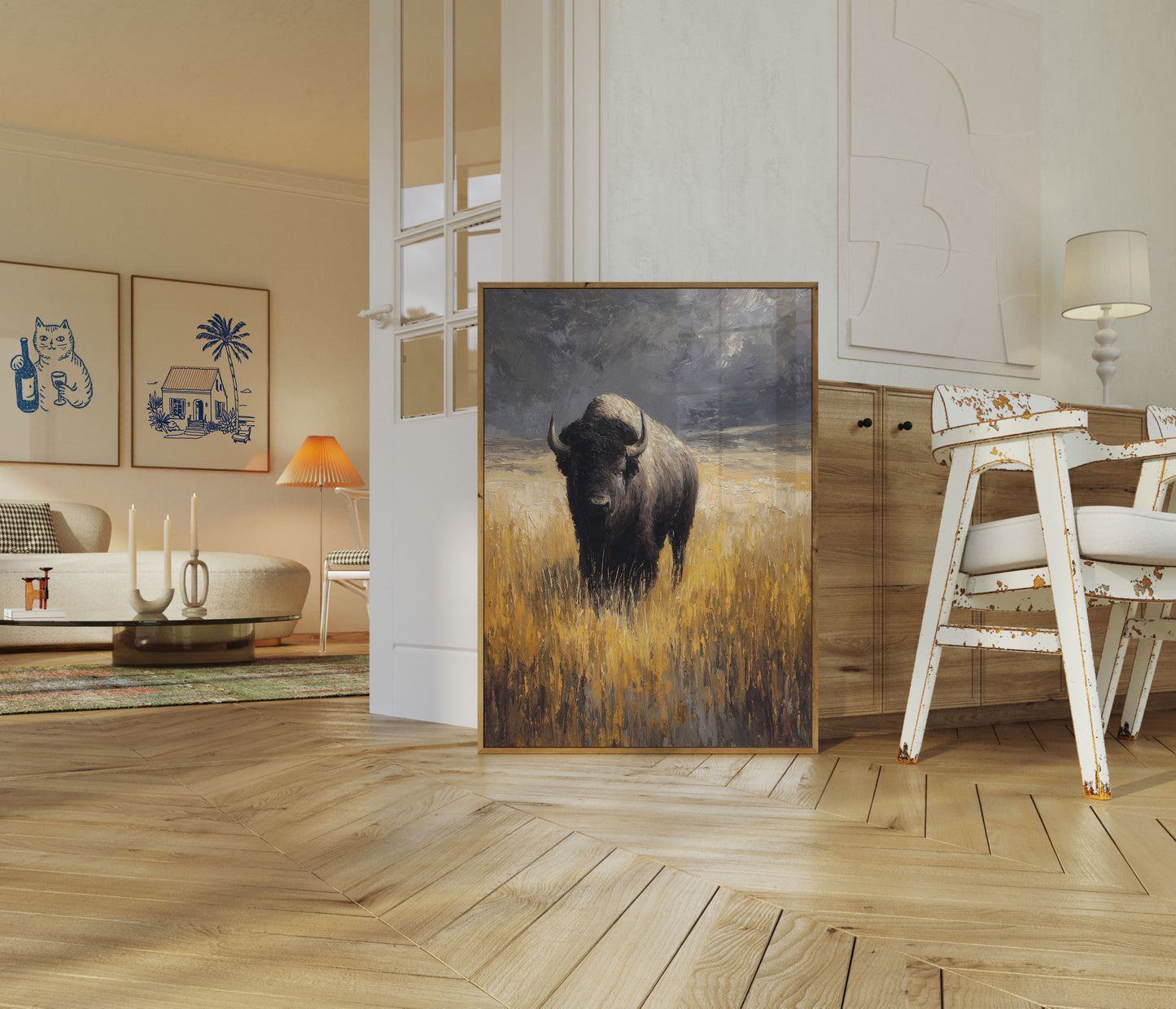 Majestätischer Bison in goldenen Feldern Poster