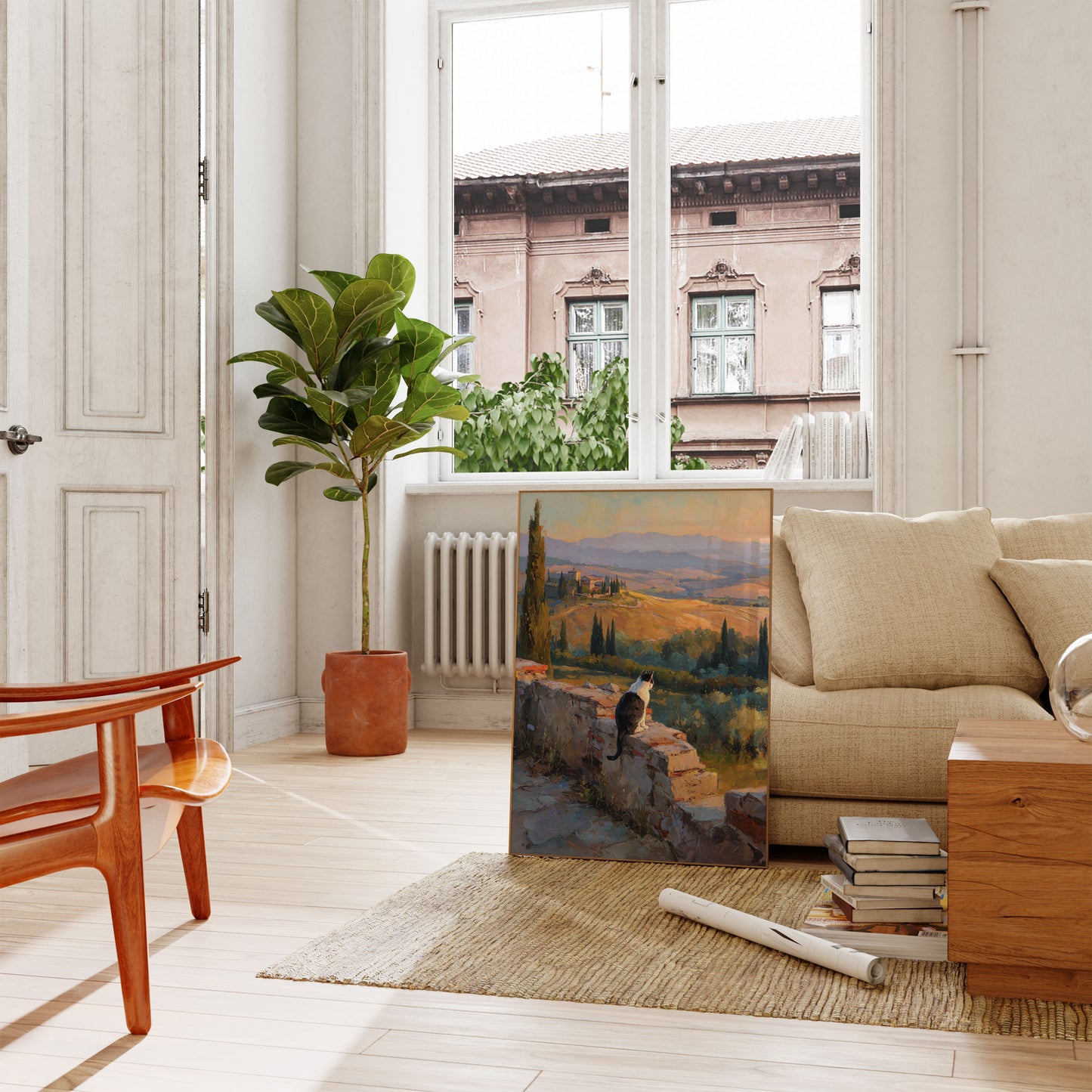Toskana-Landschaft-Katzen-Plakat
