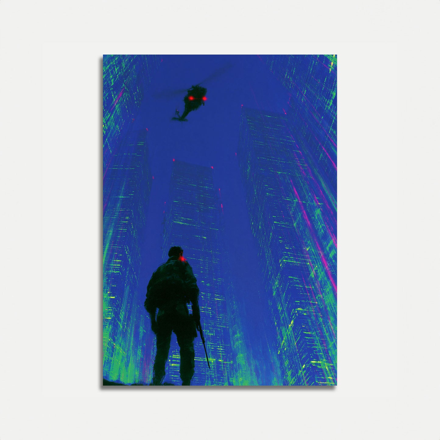 Cyberpunk Hacker in Digital City Poster