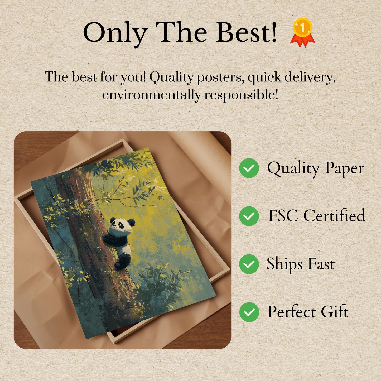 Póster del bosque del panda trepador