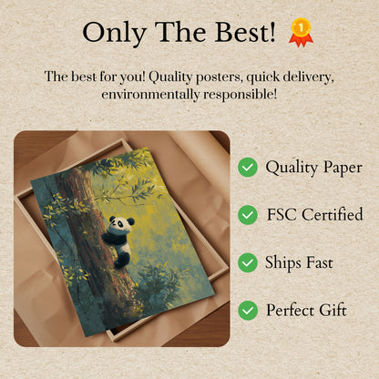 Póster del bosque del panda trepador
