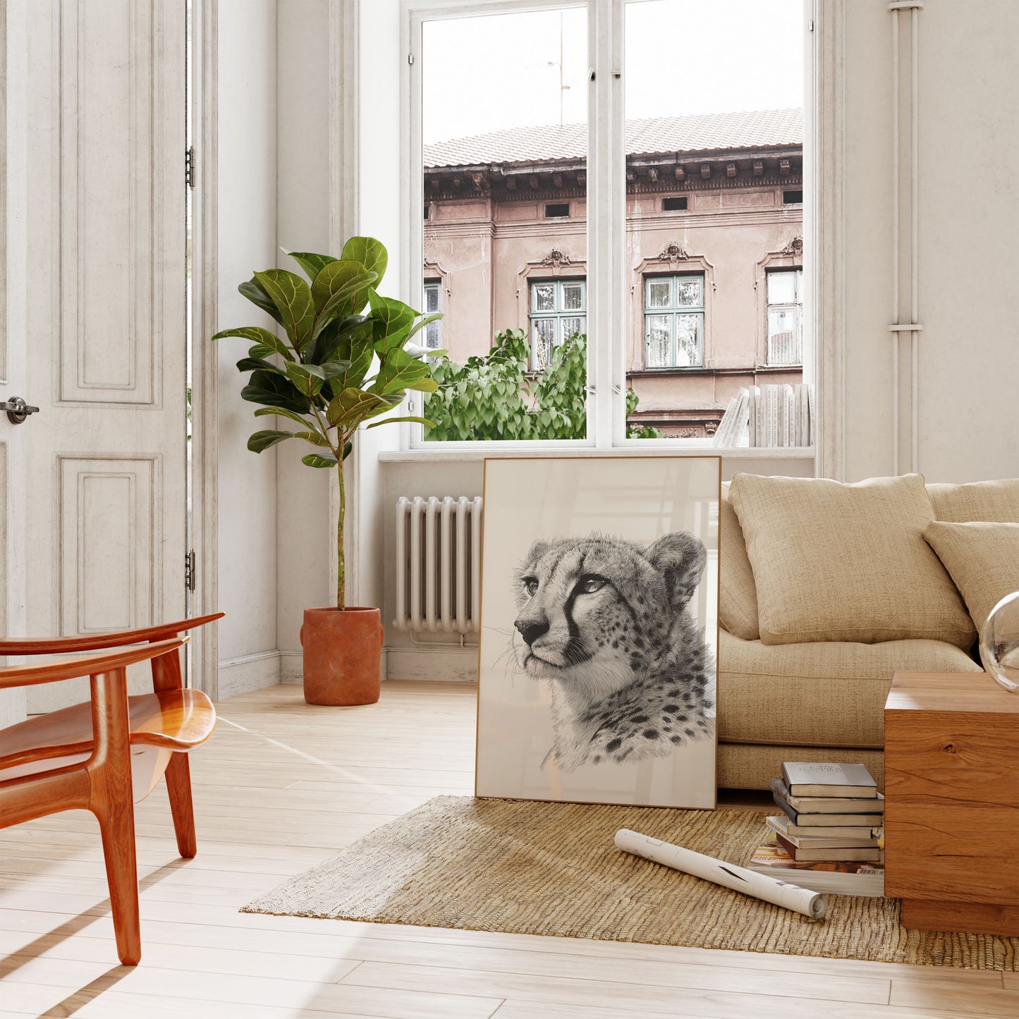 Póster de perfil de guepardo majestuoso