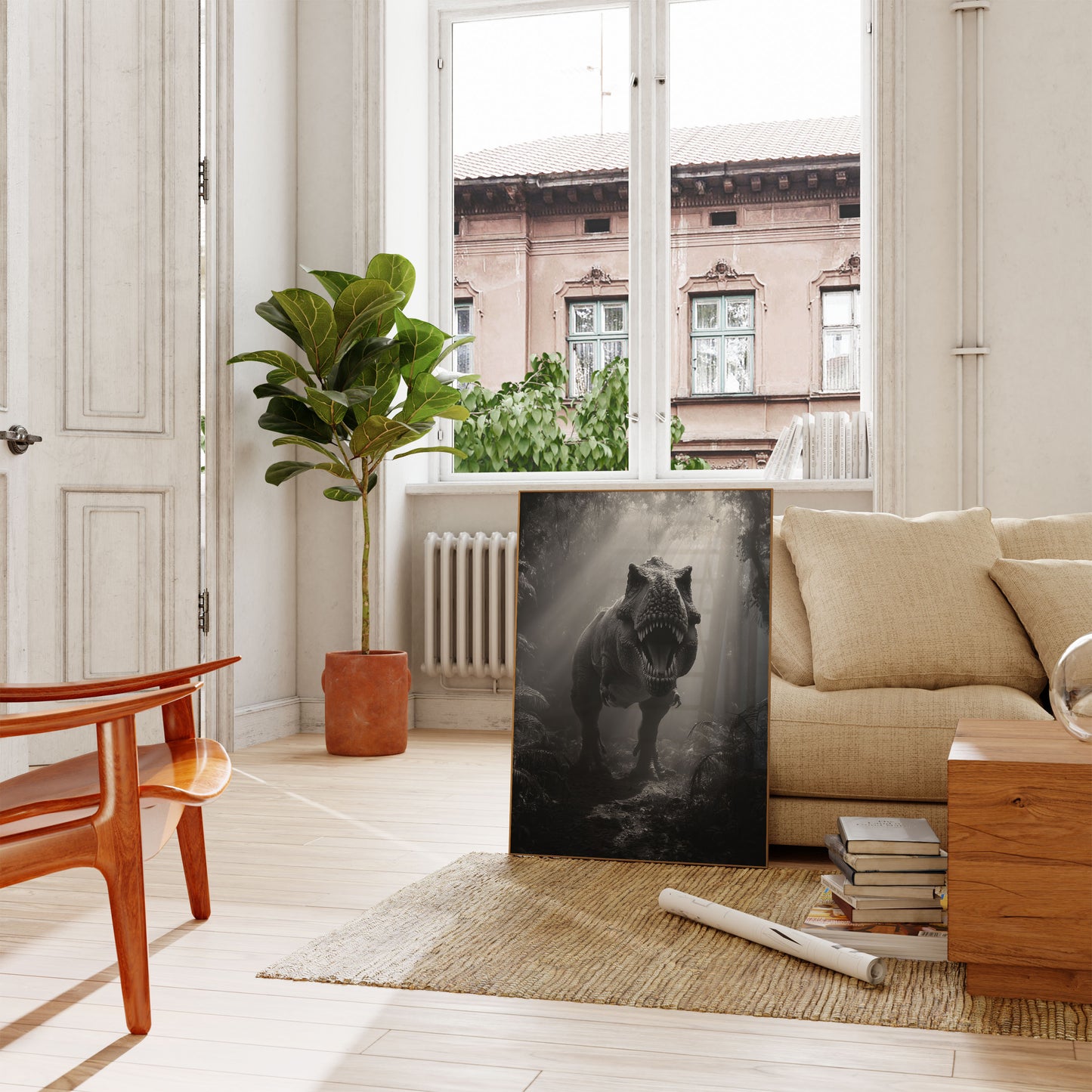 Póster del dinosaurio depredador primigenio