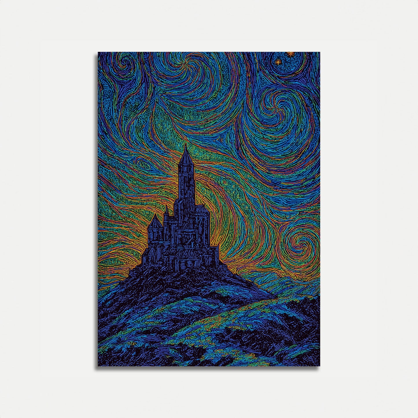 Póster de Castillo Nocturno Estrellado