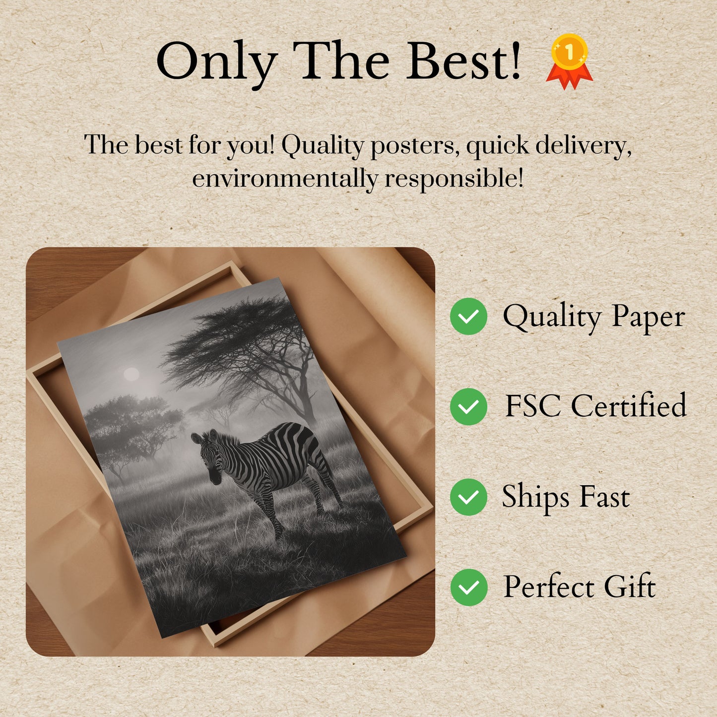 Misty African Zebra Wilderness Poster