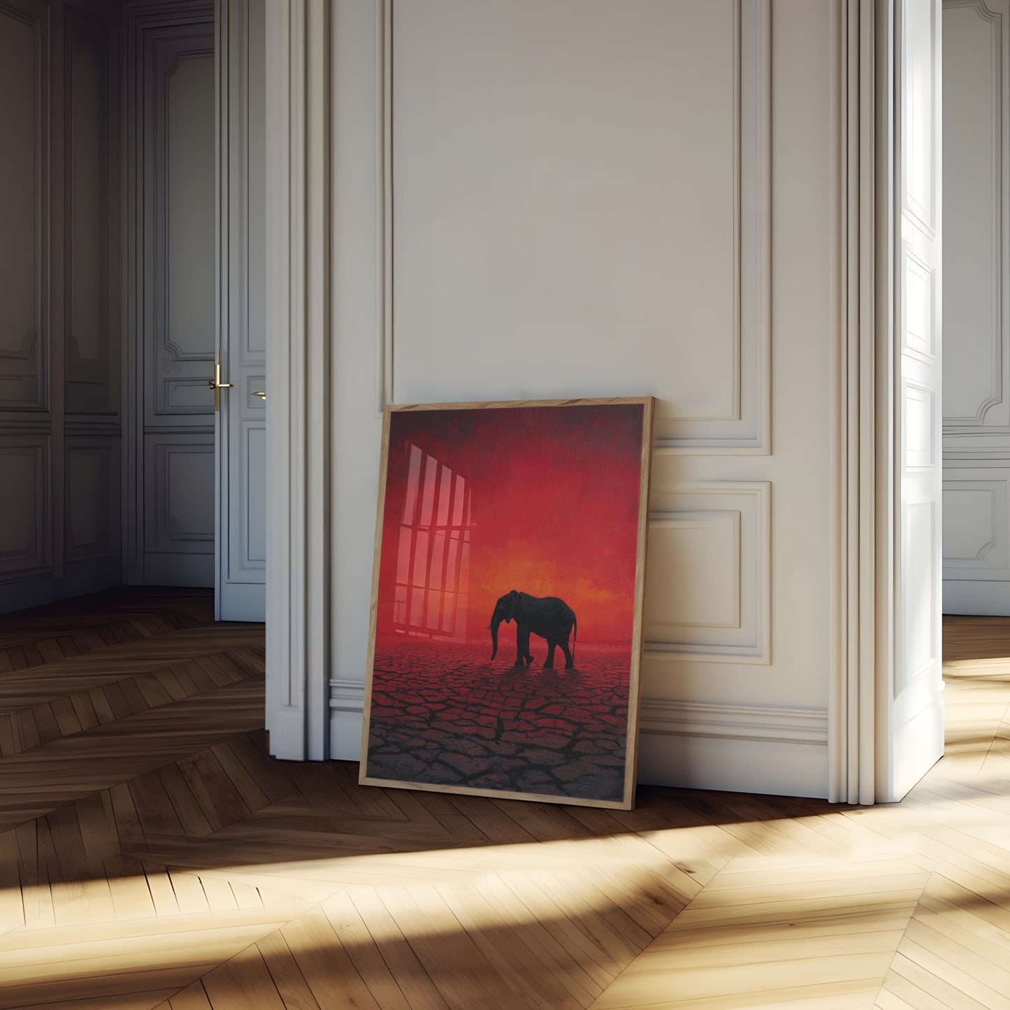 Affiche Éléphant au Coucher de Soleil dans le Désert