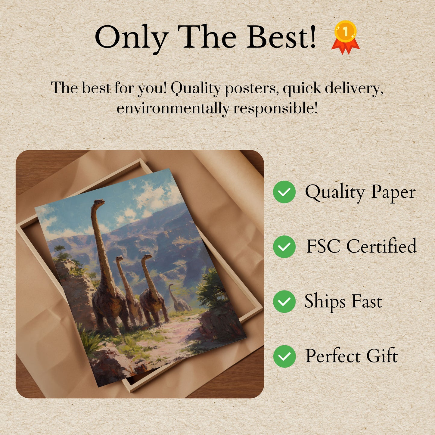 Majestic Dinosaurs Prehistoric Landscape Poster