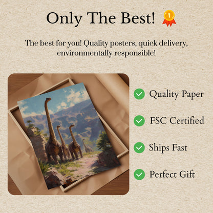 Majestic Dinosaurs Prehistoric Landscape Poster