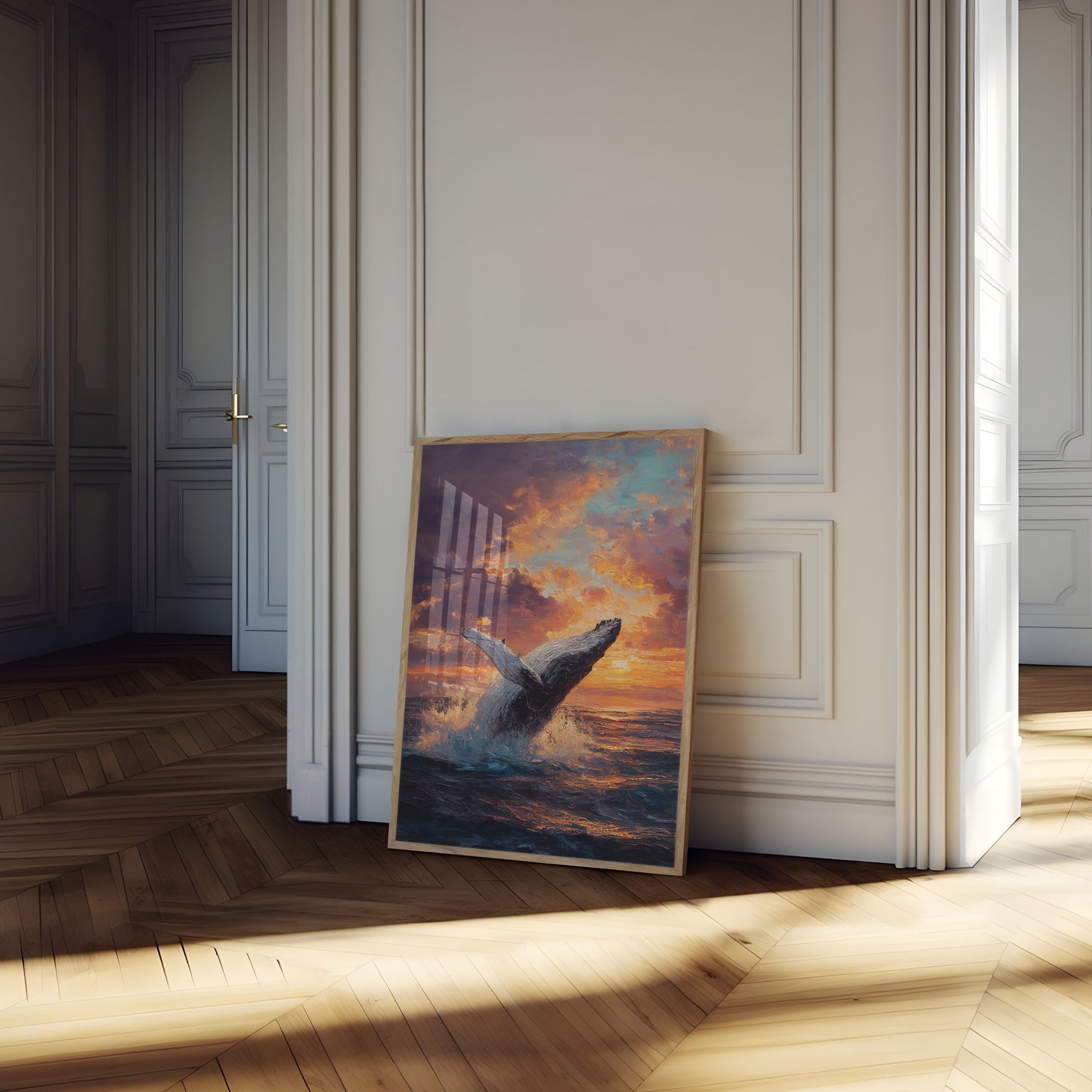 Affiche Baleine Bondissante au Coucher du Soleil