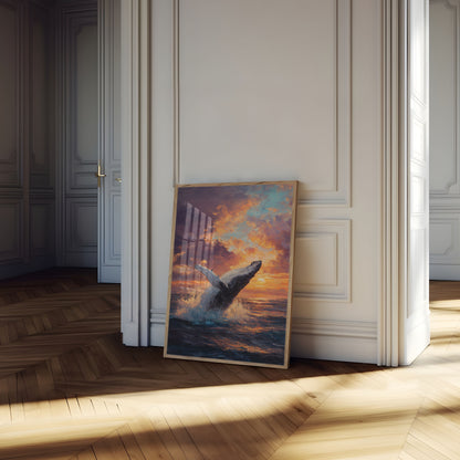 Affiche Baleine Bondissante au Coucher du Soleil