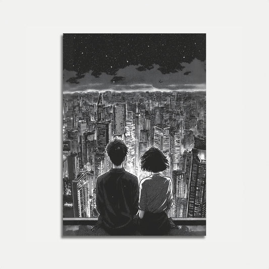 City Skyline Night Contemplation Poster