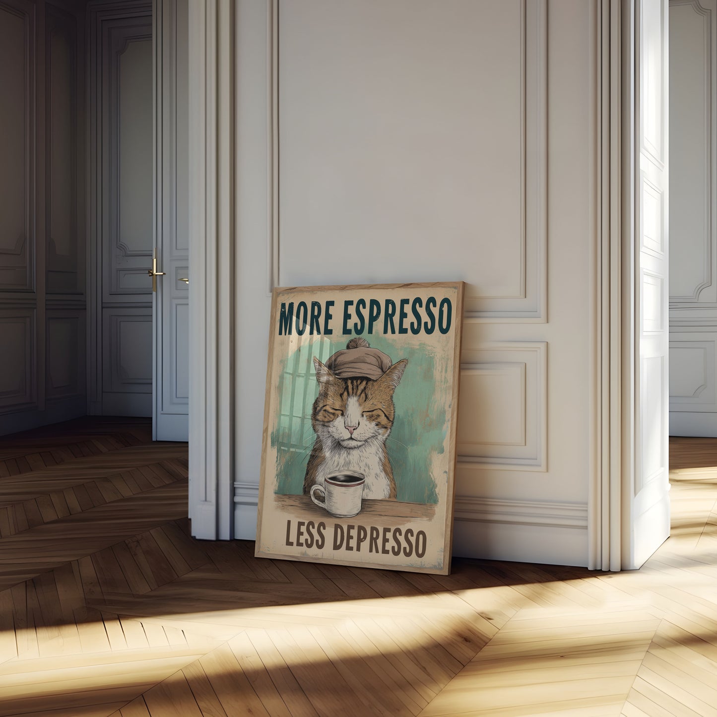 Coffee Lover's Cozy Cat Poster