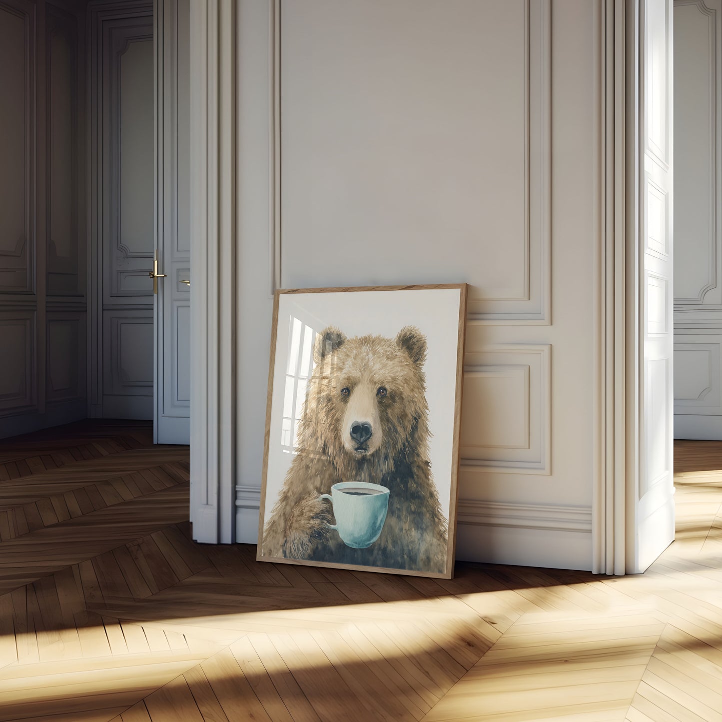 Morning Coffee Bear Art Poster