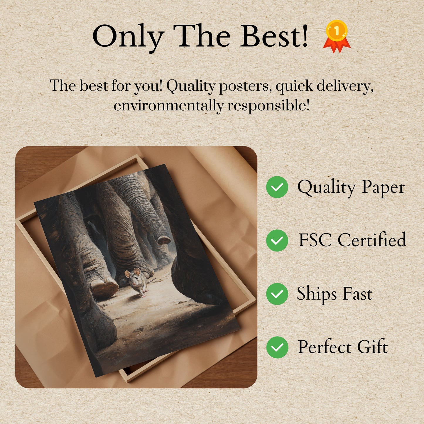 Tiny Mouse, Giant Elephants Poster