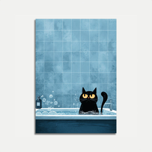 Black Cat in Bathroom Poster