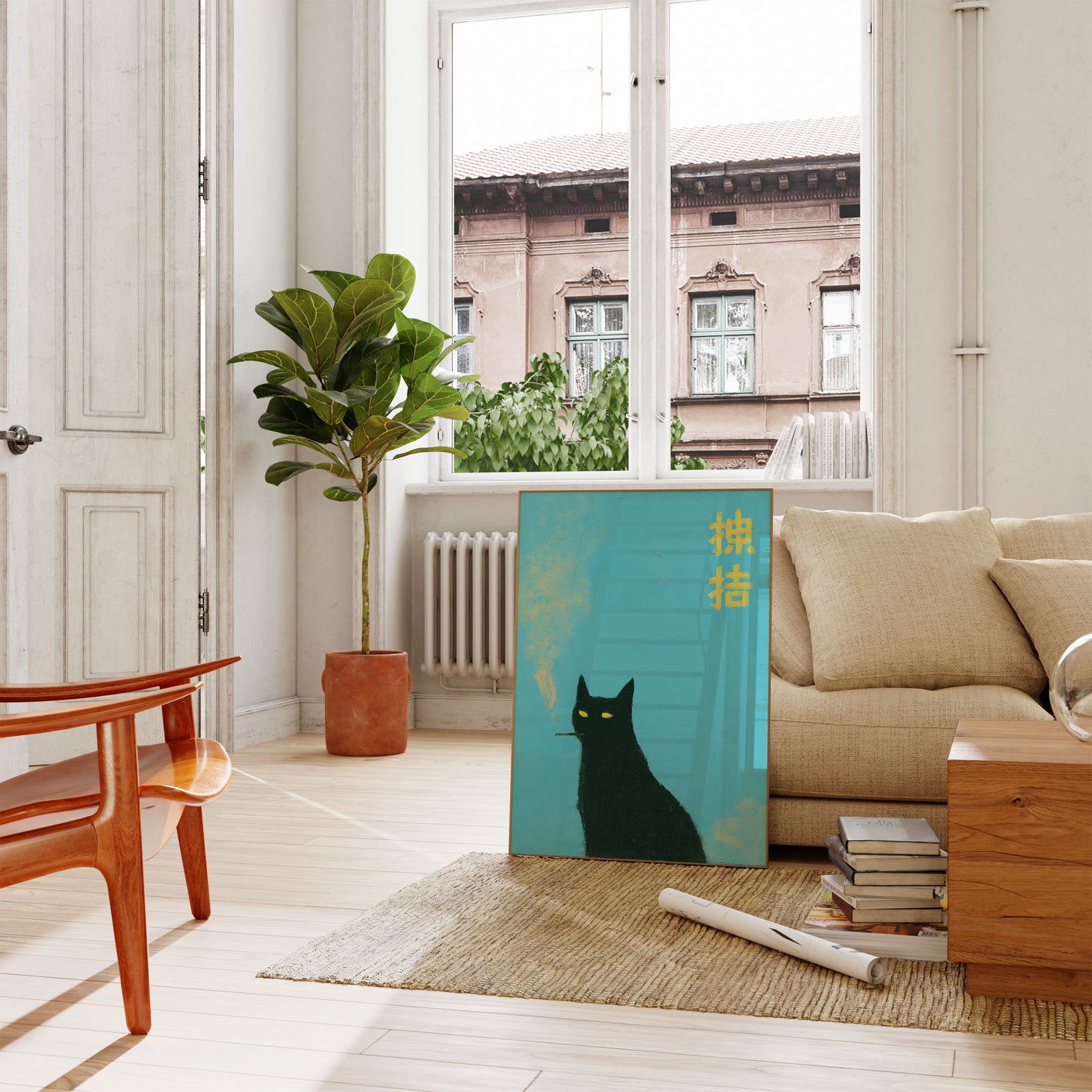 Black Cat with Golden Eyes Poster