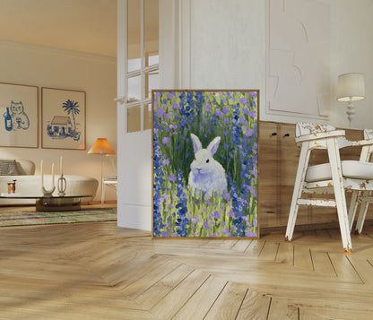 Plakat: Hvit Kanin i Lavendelfelt