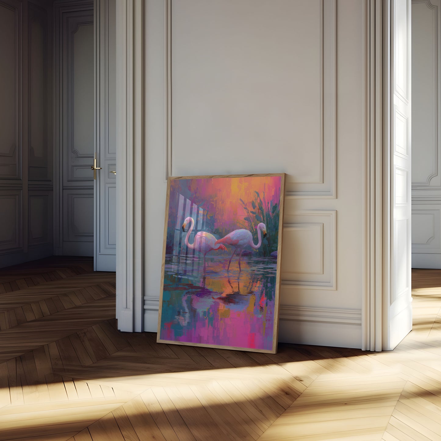 Flamingo Dreams Sunset Poster