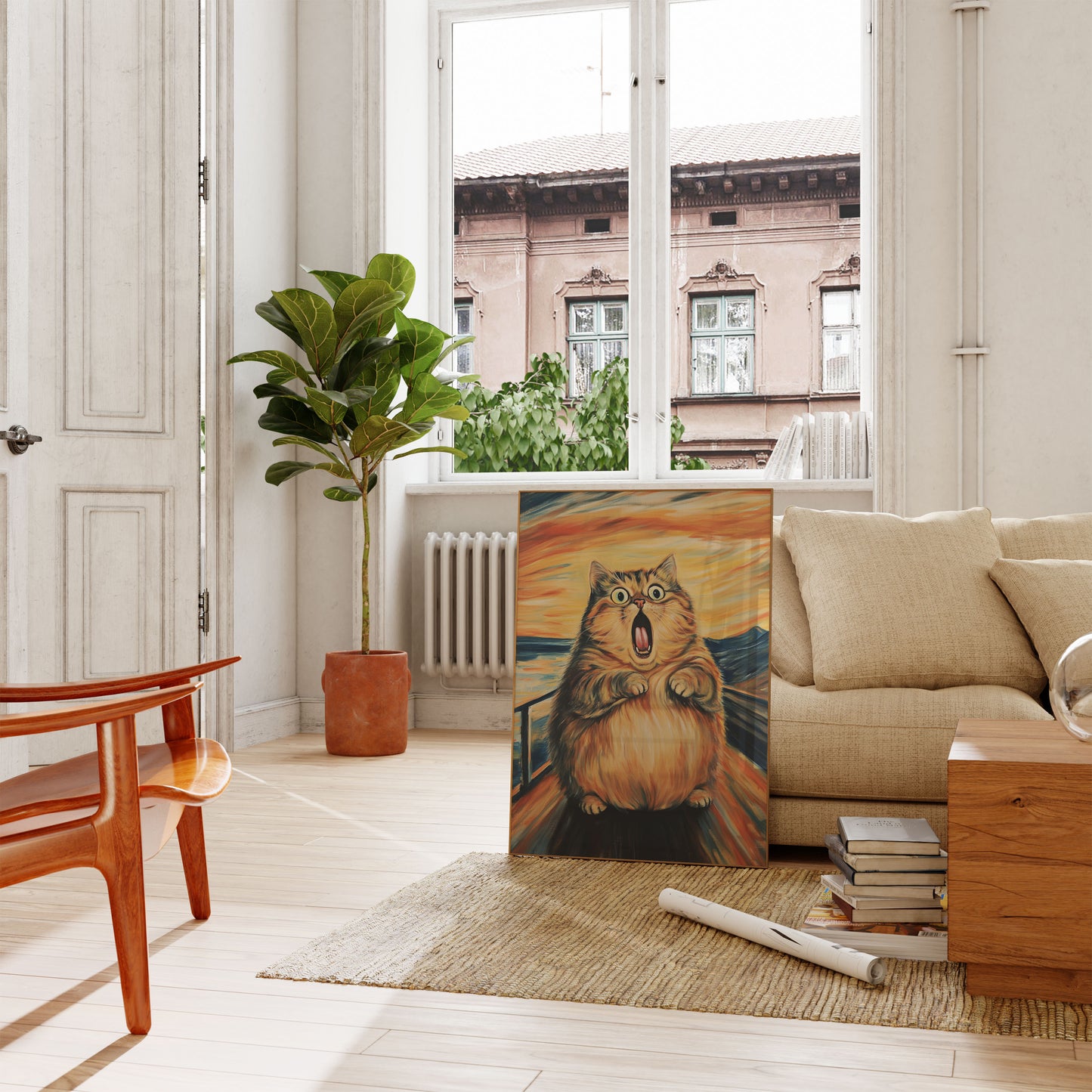 Screaming Cat Existential Art Poster