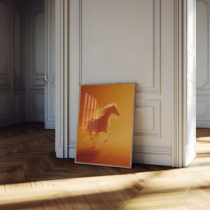 Steigerende Gouden Hengst Poster